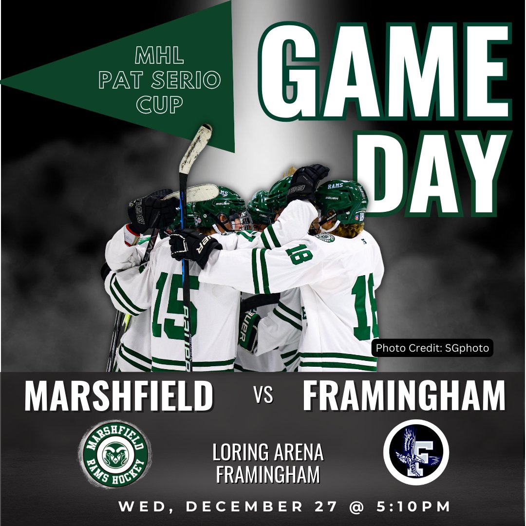 Rams Face Off vs Framingham tonite~ MHL Pat Serio Cup@5:10p!#LetsRollRams#WeAreMarshfield
@MassHSHockey @MassNZ @HNIBonline @MHLbbiglive @NEHockeyJournal @sports_ledger @BGlobeSports @BostonHeraldHS @T_Mulherin @camkerry7 @BConn63 @ChrisMcDaniel88 @JakeTLevin @davidwolcott1