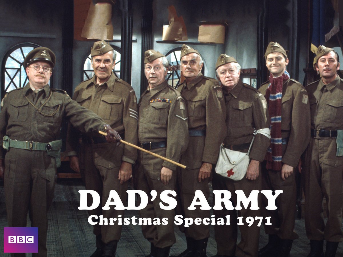 SaveRedlandLibr's tweet photo. 6:25pm TODAY on @BBCTwo
The 1971 #ChristmasSpecial of #BBC #Comedy 📺 “Dad’s Army” - "Battle of the Giants! " directed by #DavidCroft & co-written with #JimmyPerry
🌟#ArthurLowe #JohnLeMesurier #CliveDunn #JohnLaurie #JamesBeck #ArnoldRidley #IanLavender #BillPertwee https://t.co/waNZdAuUCe