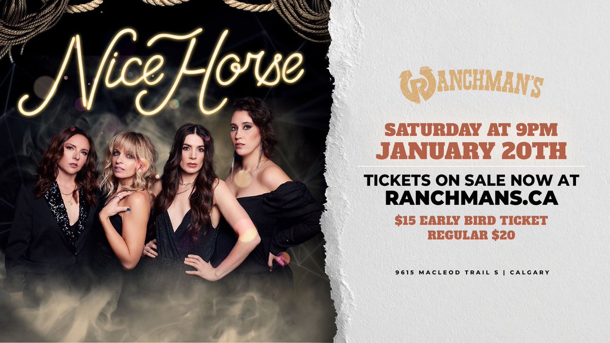 ❗️Ranchman’s Presents… NICE HORSE❗️ Saturday January 20th, @nicehorsemusic promises a night of wild talent, entertainment, and fun! Limited tickets are available at the door for $20, or go online to get early bird tickets for $15. (+18 show) showpass.com/nice-horse-2/