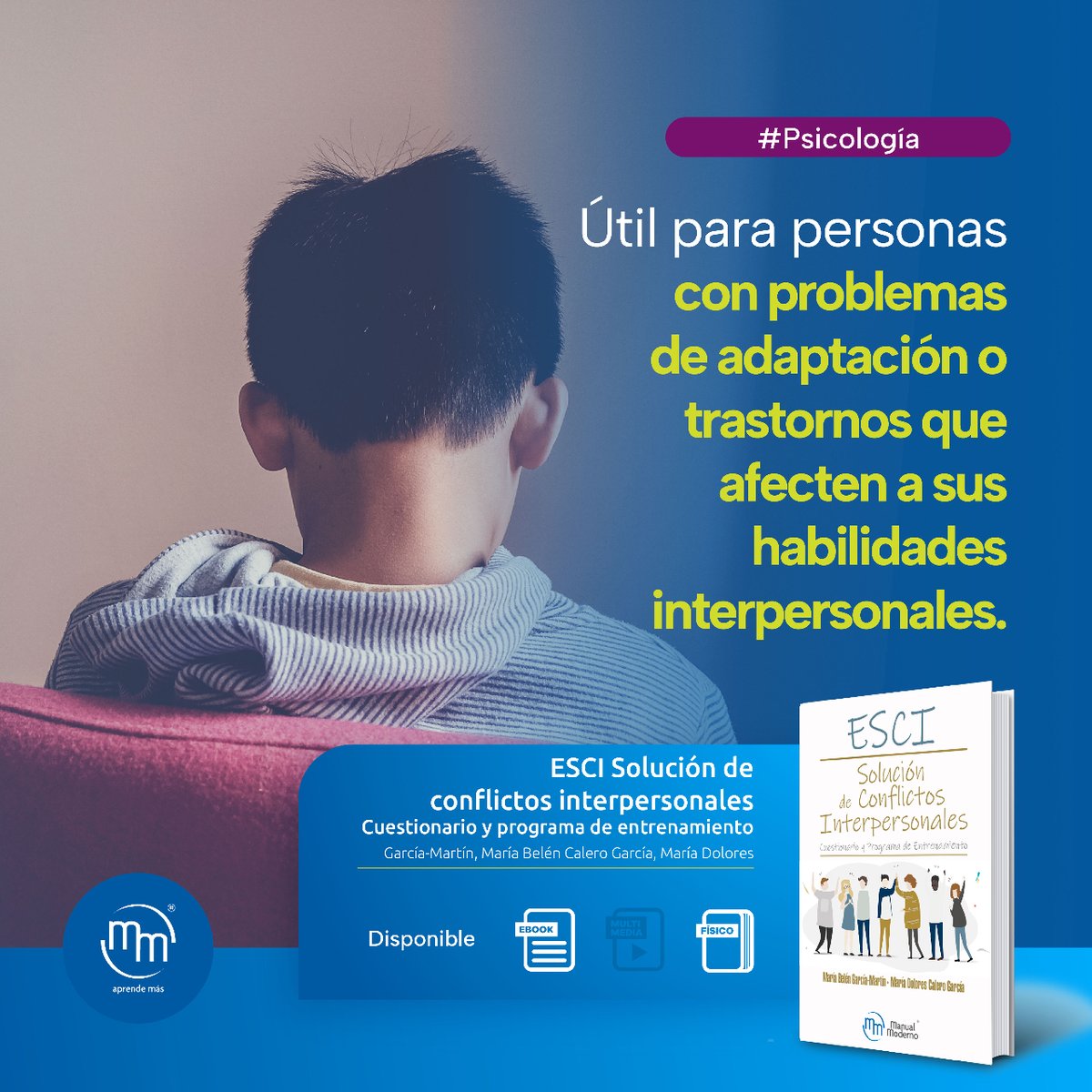 Evalúa y entrena habilidades de solución de conflictos interpersonales. Dirigido a niños y jóvenes con información respaldada por más de 15 años.

Encuéntrala en: tinyurl.com/mphfunkc

#manualmoderno #psicologia #libros #librosrecomendados #medicina