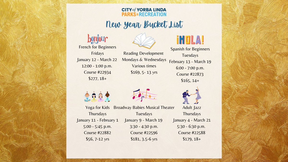 This New Year, try something new! Discover dance classes for the whole family, master a different language, enhance your reading abilities, or explore the range of classes available in the winter session of 2024. Visit YLRecOnline.com to search and register for classes.