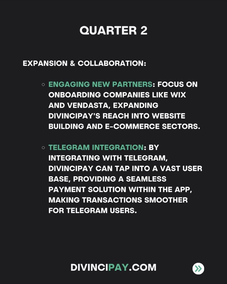 StimulusPKG822's tweet photo. 🚀 NSAVx Partner DIVINCIPAY 2024 ROADMAP HIGHLIGHTS 🚀
🔥 Q1 took us to new heights with the DivinciPay #GeoApp, #Shopify integration, QR magic, and a groundbreaking Research Plugin! 📱💳 Ready for the journey ahead?
🌐 Q2 marked partnerships with giants like #Wix and #Vendasta, expanding into web and e-commerce. Plus, we're now in your favorite Telegram chats, making crypto payments a breeze! 🚀🤝
🛒 Q3 revolutionized shopping on #Facebook with DivinciPay, and guess what? #Twitter Marketplace is now our playground! 🐦💸 Get ready for seamless crypto transactions!
💥 Q4 is the grand finale! Joining forces with #Stripe, and major card affiliations (#Visa, #MasterCard, #Discover). 🤖💳 Dive into the crypto realm with DivinciPay – your one-stop financial hub!
2024 is OUR year, and DivinciPay is the rocket that's taking us to the future of finance! 🚀💰 #DivinciPayRevolution #CryptoFuture #FinancialFreedom @divincipay @NSAV_Tech @nsavxtoken $NSAV #NSAVx
#BTC #ETH