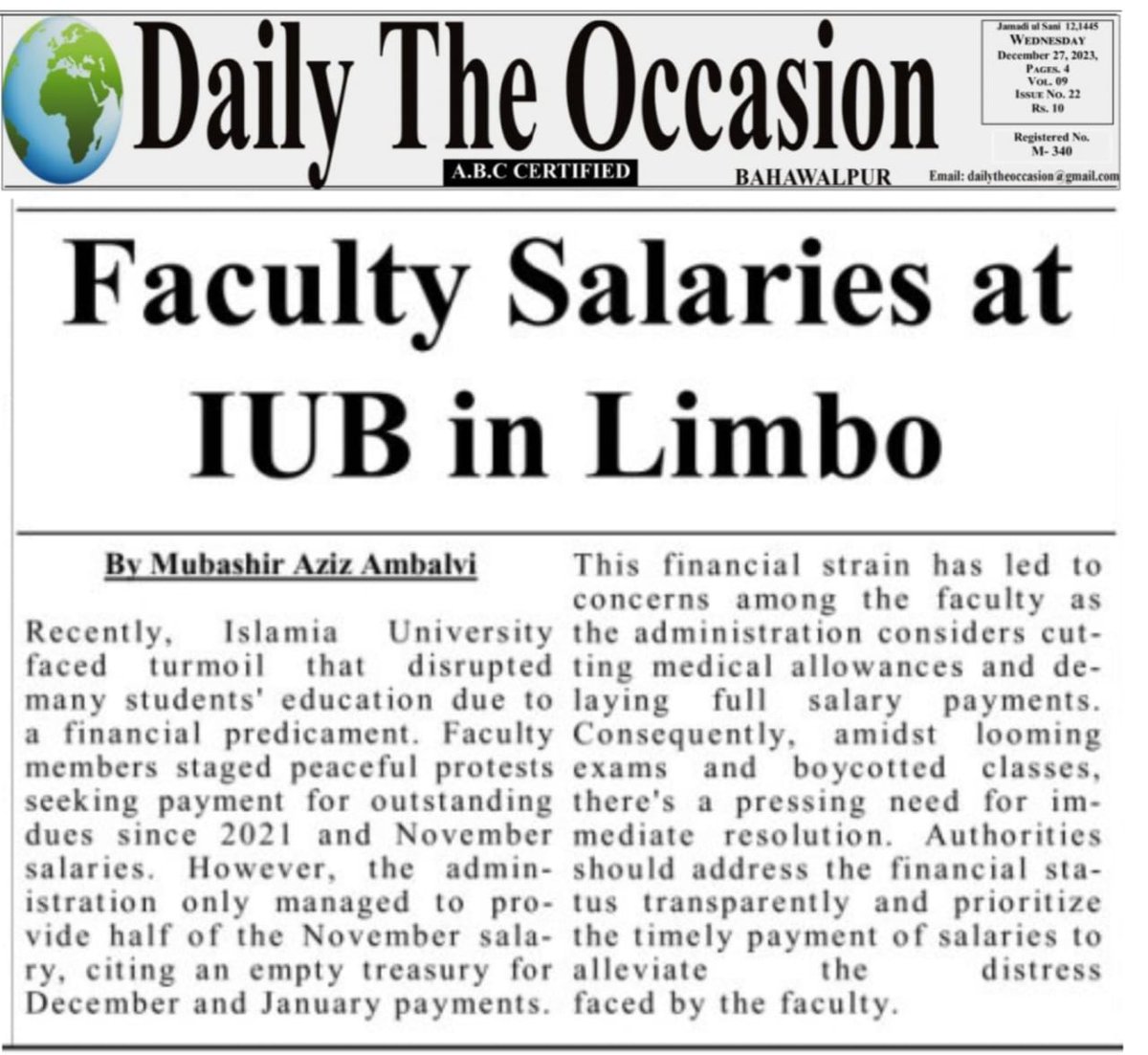 SajidaNoureen's tweet photo. #TeachersAreUnpaid_IUBahawalpur https://t.co/T4B51Z9lqa