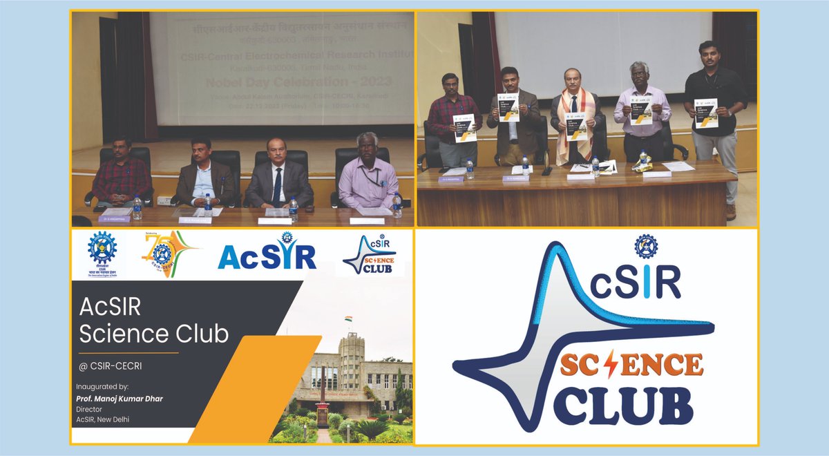 AcsirC78820's tweet photo. We are thrilled to inform you that the first-ever AcSIR Science Club has been inaugurated at CSIR-CECRI, Karaikudi by Prof. Manoj Kumar Dhar, AcSIR Director on 22-12-2023.
#CSIRCECRI #AcSIR #AcSIRScienceclub https://t.co/c4oGYShdor