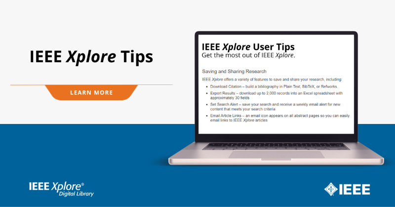 IEEEXplore's tweet photo. IEEE Xplore Tip: IEEE Xplore offers a variety of features to save and share your research, including downloading citations, exporting results, setting search alerts, and emailing article links. 

#Tips #XploreTips #TipsAndTricks

🔗 https://t.co/KhgdYtE3ED