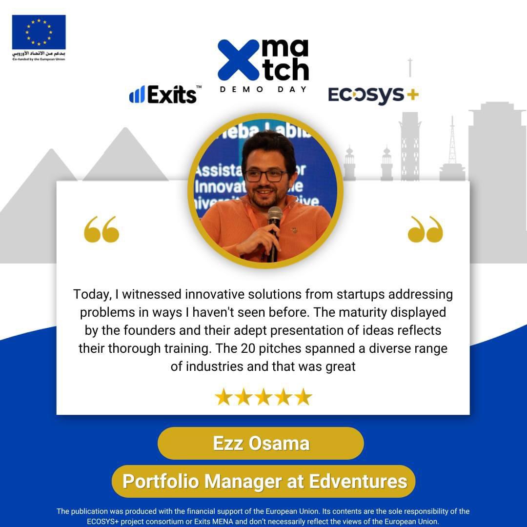 ExitsMENA's tweet photo. Thrilled to share the resonating voices of our esteemed attendees at Xmatch!🗣️Their testimonials paint a vivid picture of inspiration, collaboration, and triumph.
Looking forward to witnessing the testimonials from the upcoming round of Xmatch!
#Xmatch #Exits #MENA #ECOSYS https://t.co/G5Pf2DXmdK