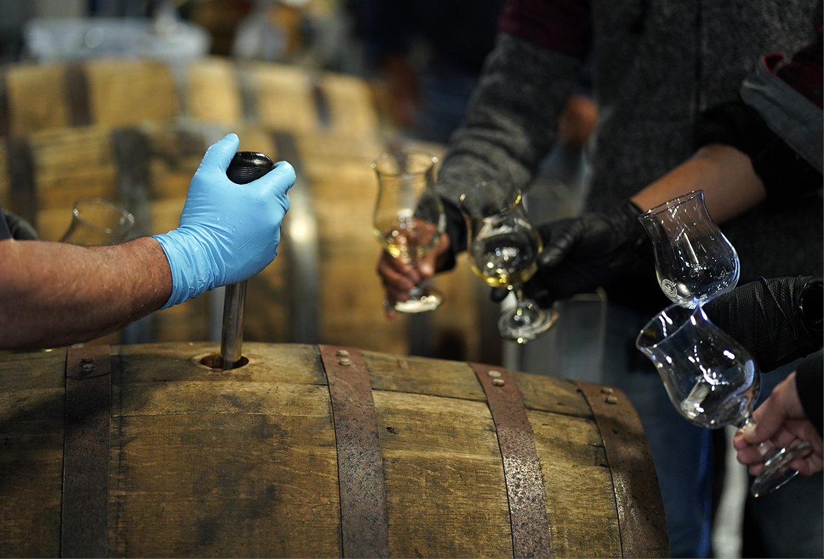 When it comes time to empty the barrels that have been aging, the brew team needs to taste a sample from each one to guarantee that the flavor meets our standards. It's a tough job, but someone has to do it! #craftbeer #barrelaging #behindthescenes