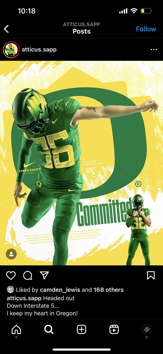 Appears #Oregon has landed a commitment from Oregon State kicker Atticus Sappington. Photo from his Instagram posted Wednesday morning