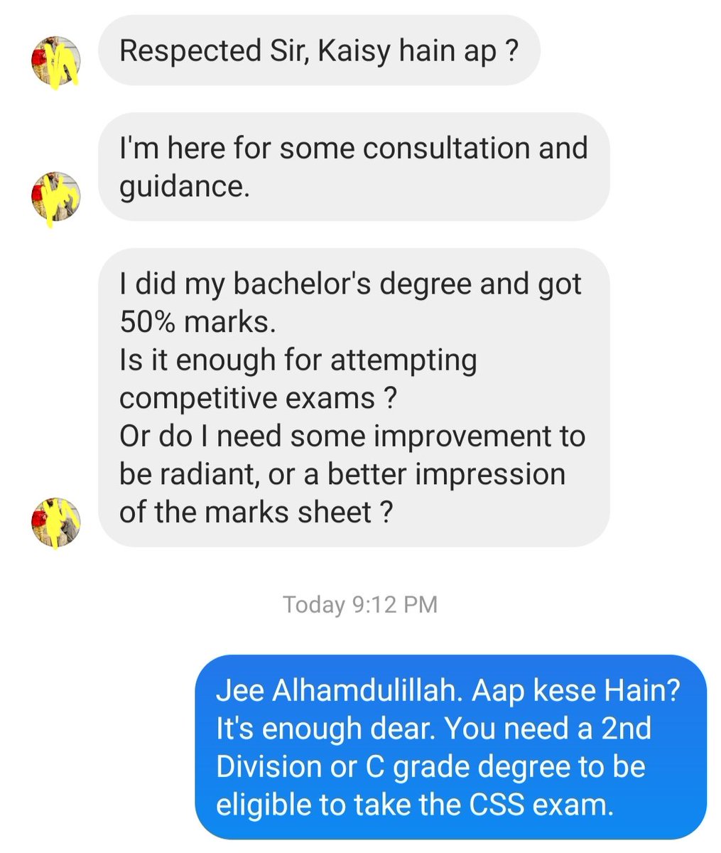 ShahzebKhalil's tweet image. One needs a second division or Grade C bachelor degree to be eligible for the CSS exam. 

Feel free to #AskShahzebKhalil any query or confusion about #essaywriting &amp;amp; #preciswriting of #csspms exam. 🤩 

#DecemberBatch #StartingToday #ZoomClasses #EnrolNow
#css2024 #css2025