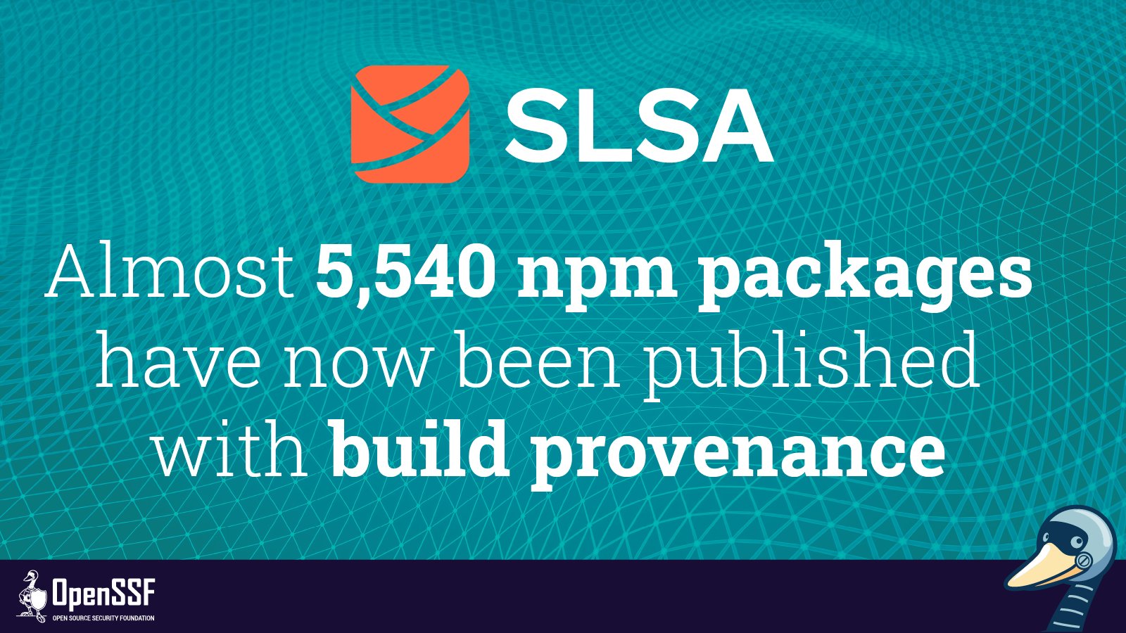 OpenSSF on X: 🔐 SLSA 1.0, released in April 2023, fortifies software  integrity. Adopted by npm, it secures build processes. Over 5,540 npm  packages now boast build provenance, marking a significant step