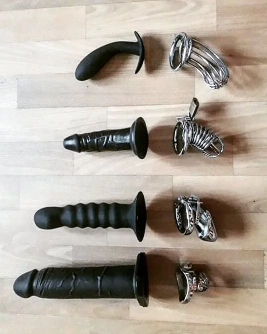 RevonsCocu's tweet photo. Voici l'évolution de ton dressage petite merde. Plus le temps passe, plus ta cage se rétrécit et le gode sera plus gros. Tu verras, tu seras une bonne lopette à la fin de ton apprentissage.

#cage #chasteté #gode #soumis #bdsm https://t.co/D4KzfIFKSy