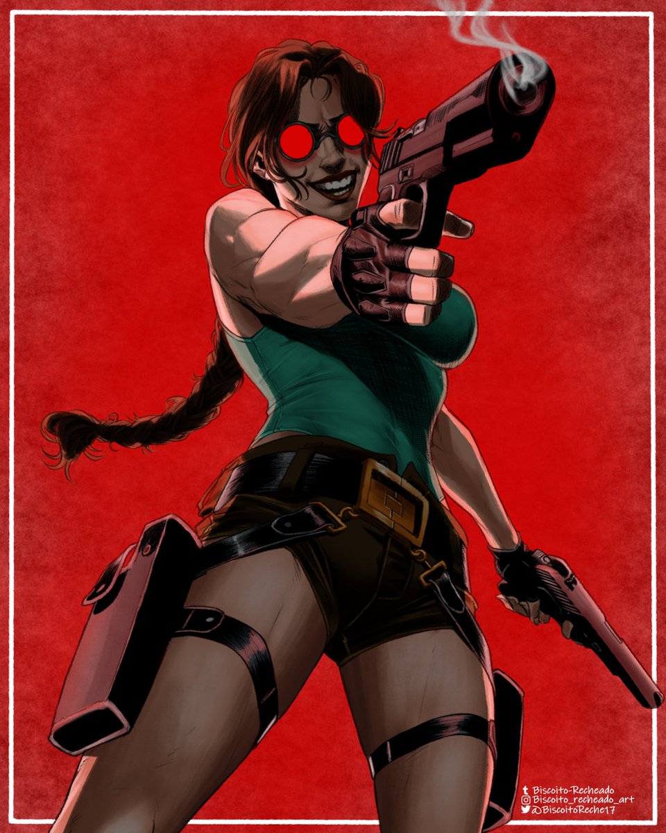 Lara Croft. I made this drawing based on one of the concept arts from the 1996 Tomb Raider by Toby Gard

Hope you like it :)