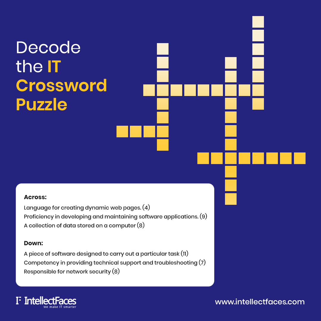 intellectfaces's tweet image. Calling all tech titans and coding crusaders!

Think you&apos;ve got the silicon smarts to crack the code? We&apos;re throwing down an IT crossword challenge that&apos;ll test your tech-savvy and send your brain cells on a power surge. ⚡

#wednesdaywisdom #crossword #cybersecurity