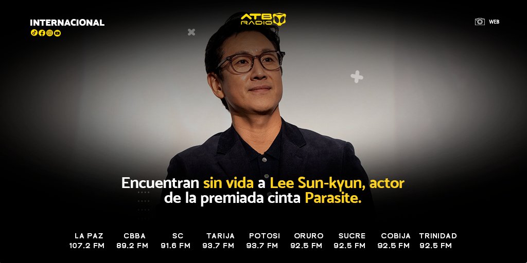 ATB_Radio's tweet photo. Encuentran sin vida en un automóvil al actor surcoreano Lee Sun-kyun, mejor conocido por su papel en la premiada cinta Parasite. La policía de la ciudad de Incheon confirmó que Lee había sido interrogado sobre sospechas de consumo de drogas.
#ATBRadio https://t.co/xuLrKQMR3H