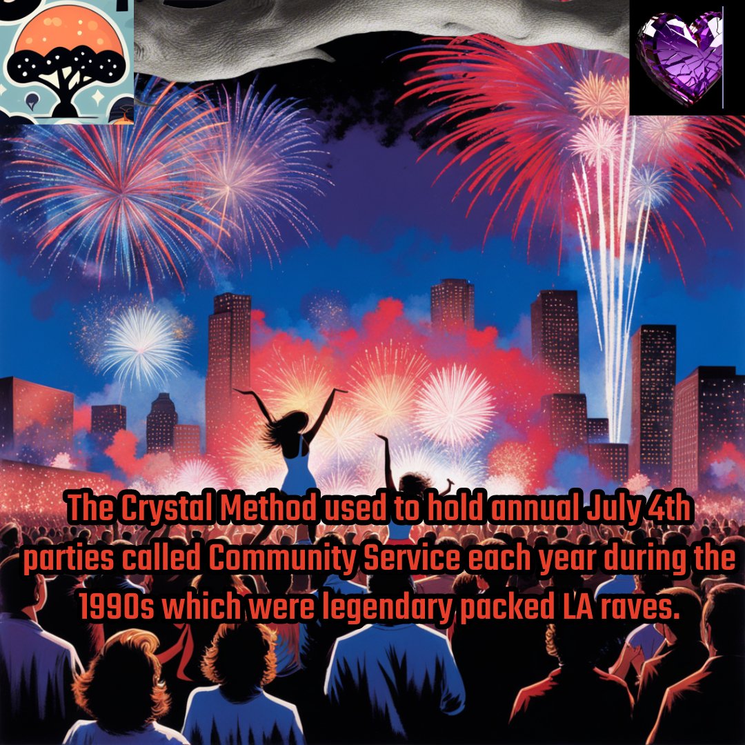 5nine3official's tweet image. The Crystal Method used to hold annual July 4th parties called Community Service each year during the 1990s which were legendary packed LA raves. 🎆🎉 #thecrystalmethod #90s