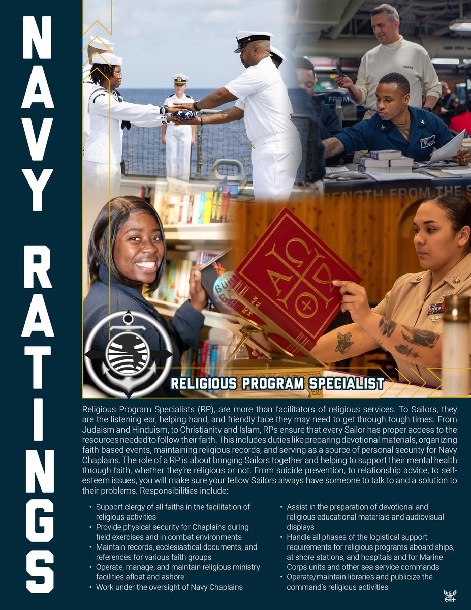 💡 Shining a light on Navy's Religious Program Specialists!💡 From providing spiritual guidance to organizing religious services, these dedicated professionals ensure our Sailors have access to their preferred religious practices 🙌🇺🇸 #ReligiousProgramSpecialists