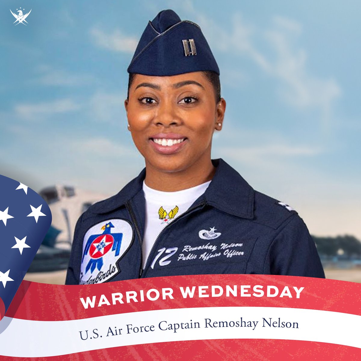 GarySiniseFound's tweet photo. On #WarriorWednesday, we celebrate U.S. Air Force Capt &amp; Thunderbirds' First Black Female Officer, Reemashay Nelson. Thank you for your service, Captain Nelson, and for being a pioneer for women in the military. Today, we proudly salute you! https://t.co/q7JrS2mKQF