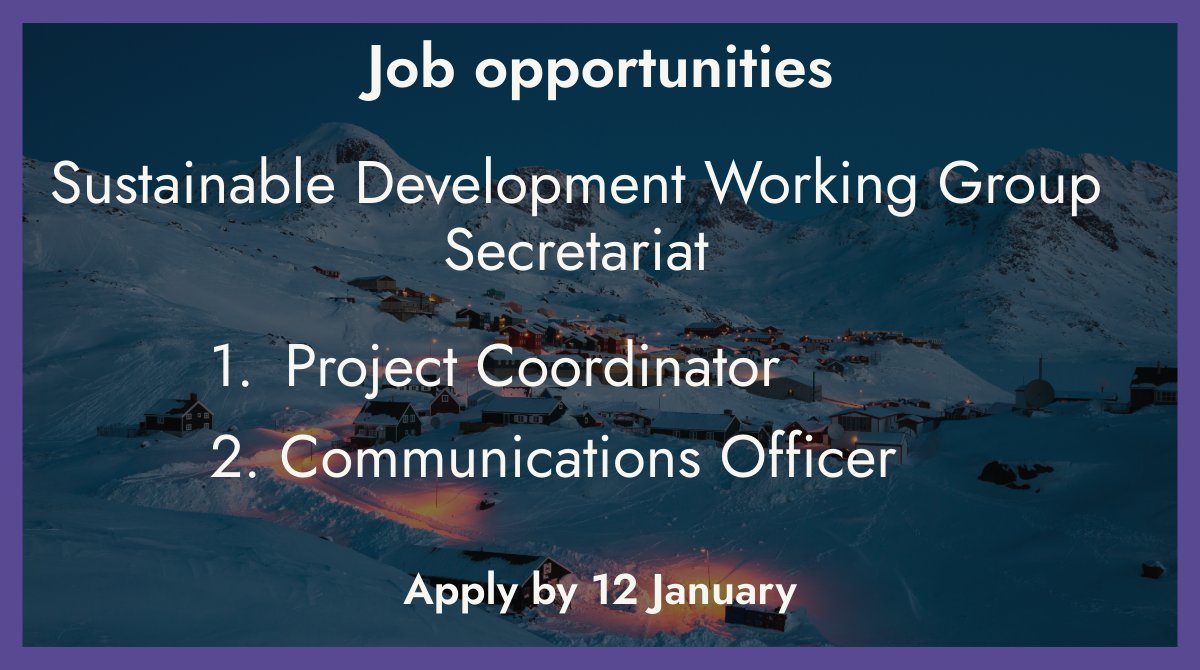Arctic Council (@arcticcouncil) on Twitter photo New job alert❗Are you passionate about the Arctic? Skilled in project management &/or communications? Our Sustainable Development Working Group <a href="/sdwgsecretariat/">SDWG_Arctic Council</a> is hiring. Learn more
👉Project Coordinator: bit.ly/474AAGU
👉Communications Officer: bit.ly/4aoAKMa New job alert❗Are you passionate about the Arctic? Skilled in project management &/or communications? Our Sustainable Development Working Group <a href="/sdwgsecretariat/">SDWG_Arctic Council</a> is hiring. Learn more
👉Project Coordinator: bit.ly/474AAGU
👉Communications Officer: bit.ly/4aoAKMa