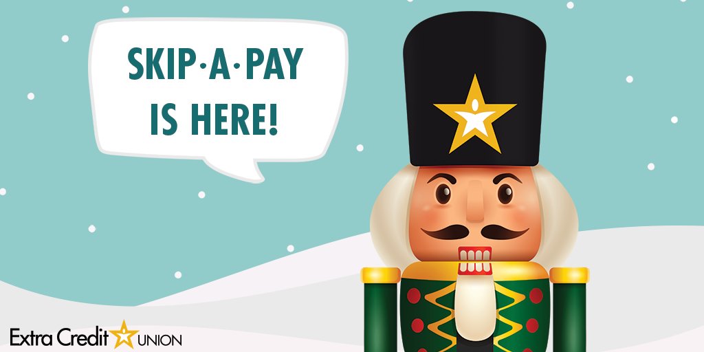 ExtraCU's tweet image. Overspend on Christmas? Free up room in your #monthlybudget with #SkipAPay! Sign up to skip your ECU loan payment in Jan &amp;amp; get the cash you need to catch up on holiday bills and more! 

Apply thru eBanking, in person, or call 586.276.3000. Details: ow.ly/t4p850Qf37g