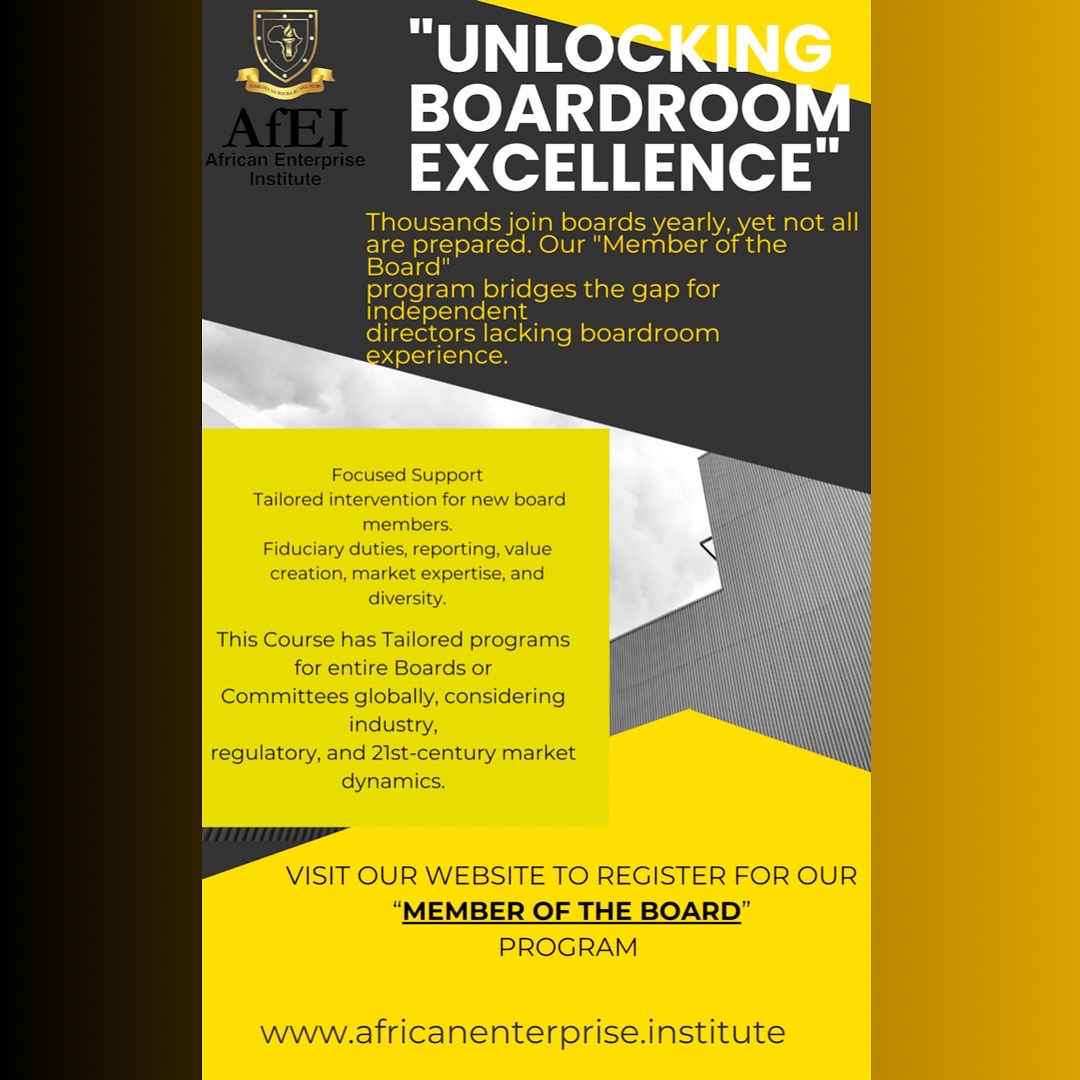 AfEInstitute's tweet photo. Unlocking your boardroom excellence.
Send a dm or visit our website https://t.co/OFUqv3K1RU to register for our course.
#enterprisecoaching #globalstrategy #globalmarkets #africanenterprises #africaenterprisestrategyinitiative #AESI https://t.co/3RrAmIsi6G