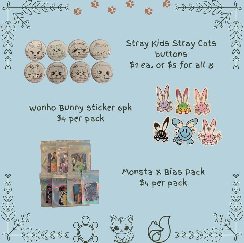 Creature Café purchase tiers are here! We wanted to make it more inclusive for our animal lover friends attending. There will be additional MX/Stray Kids items announced at a later date. We can’t wait to see you at Da Tea in Louisville KY on 1/28! Message us with any questions!