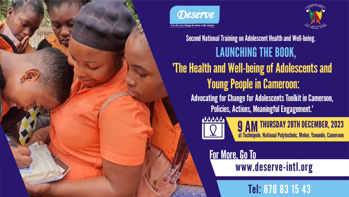 njidesmond's tweet photo. We are happy to achieve this milestone: 2nd National Training on Adolescent Health  and Well-being and launching of of the work: The Health and Well-being of Adolescents and Young People in Cameroon. . . #Youth | #ACAPCameroon | #DESERVE https://t.co/NFLdBDlghq