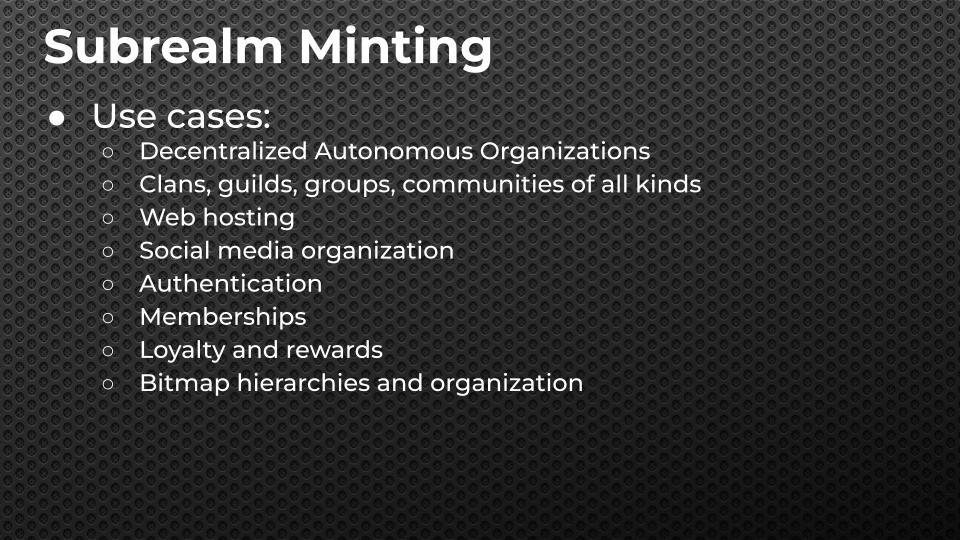 atomicalsxyz's tweet photo. The Atomicals #Realm +Name System is the world's first practical alternative to the centralized Domain Name System (DNS) that can actually go mainstream. 

Claim your +Name for your brand, username, websites and projects. The beginning of decentralized Social Profiles is here. Easily create hierarchies and spin off different divisions - each subrealm is it's own NFT Digital Object that has same properties as all Realms.

The decentralized identity (DID) system we always wanted, built right on #Bitcoin natively.

Permanent and Decentralized Naming has arrived with zero centralized parties.

Mint and claim your +name secured on Bitcoin with #Bitwork and decentralized indexing.

This is the Digital Sovereignty Revolution. The power of #Atomicals and #Realms is about to be unleashed.

Who will be the first wallet to support Realm +names to the fullest potential?

#DigitalObjects #Hyperbitcoinization