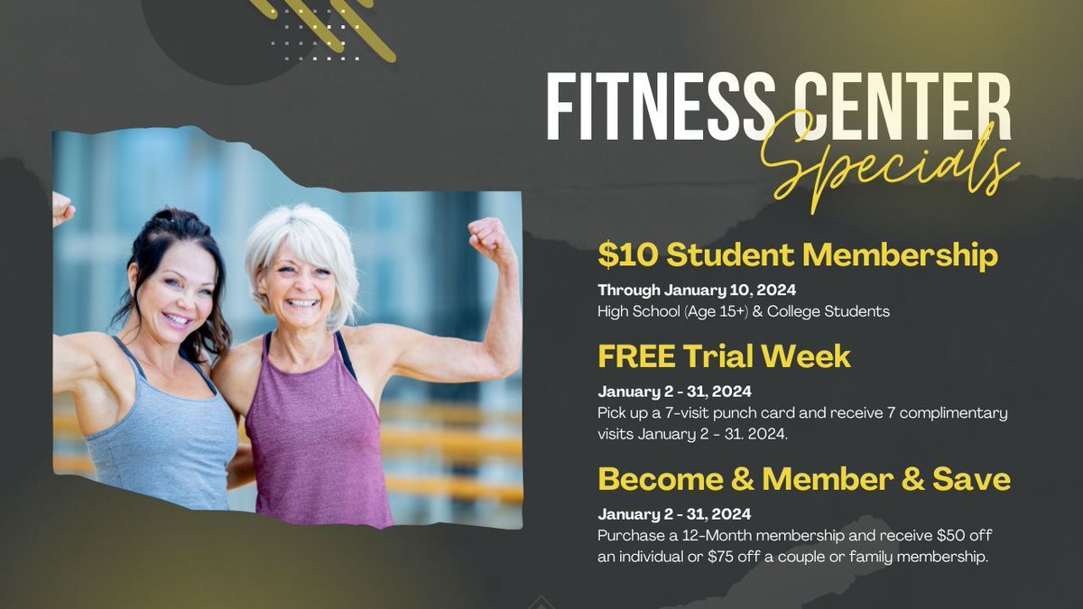 Start the new year on the right foot taking advantage of our new year Fitness Center specials! Visit buff.ly/3TxDXmA for more information.

#caryparkdistrict #fitnesscenter #fitnessspecials
