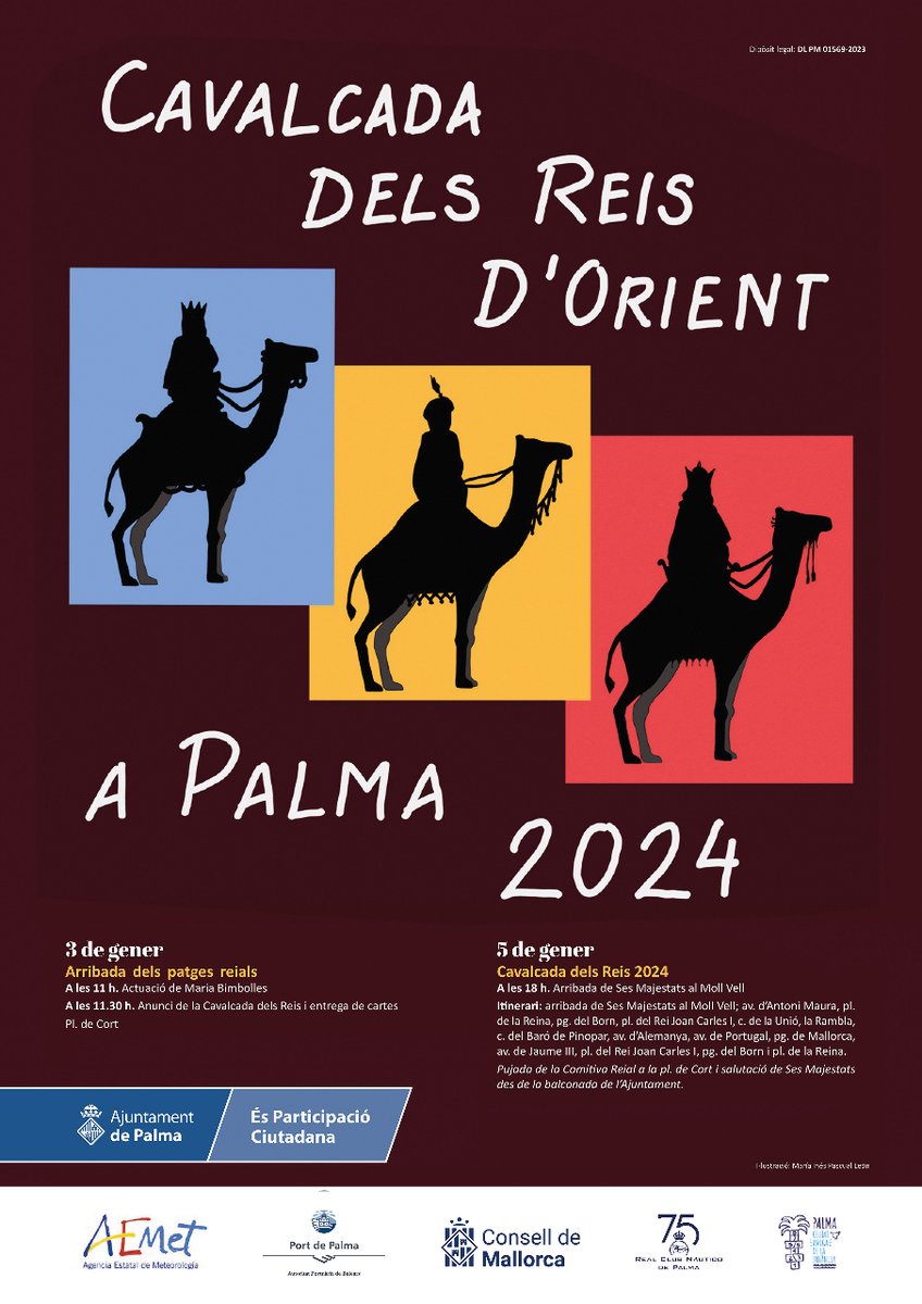 14 carrosses i una comitiva integrada per 450 artistes acompanyaran el proper 5 de gener als Reis d'Orient en la tradicional Cavalcada que recorrerà el centre de Palma.

L'Ajuntament recupera enguany el tradicional salut dels Reis des del balcó de Cort

mtr.cool/kxcnfyopdg
