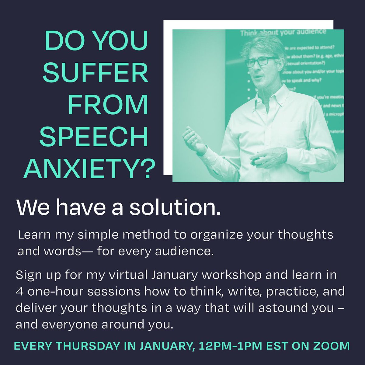 John Bowe (@johnfbowe) on Twitter photo January 4th is the start of my 4 week public speaking workshop. A new year is upon us, so it's time to make some changes for the better. Mastering the art of communication will improve your work and personal life. Come join us!
#publicspeaking #publicspeakingtips #johnfbowe January 4th is the start of my 4 week public speaking workshop. A new year is upon us, so it's time to make some changes for the better. Mastering the art of communication will improve your work and personal life. Come join us!
#publicspeaking #publicspeakingtips #johnfbowe