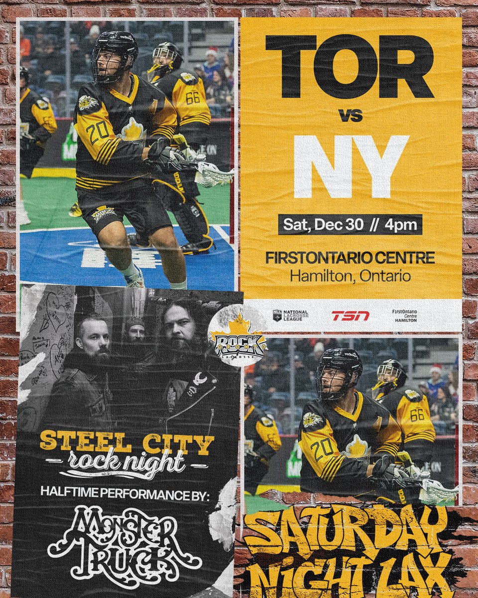 Saturday Night Lax in the Hammer!  It's your New Year's Eve primer!

See <a href="/Monster_Truck_/">Monster Truck</a> LIVE at halftime!

TICKETS NOW: bit.ly/47u6pcJ

#RockCity🎸