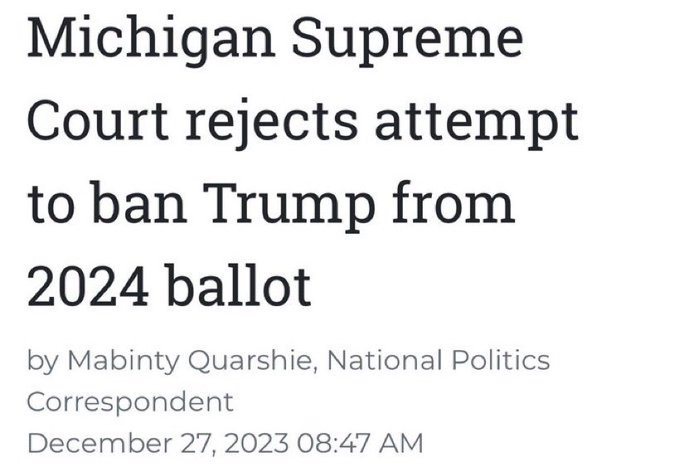 The Michigan Supreme Court rejects the communist attempt to keep Donald Trump off the ballot. The shamelessness is astounding, but not something to be surprised about
