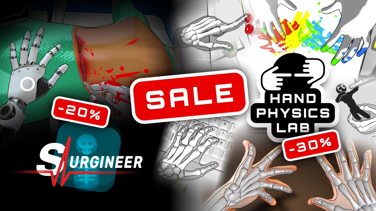Dennys Kuhnert (@dennyskuhnert) on Twitter photo Both <a href="/HandPhysicsLab/">Hand Physics Lab π</a> and <a href="/SurgineerVR/">Surgineer π§€ππ«π§ </a> are on sale during the Holidays! π
Grab them now! π
πποΈ -> ocul.us/2Qxb7Eu
π§ π« -> tinyurl.com/surgineer Both <a href="/HandPhysicsLab/">Hand Physics Lab π</a> and <a href="/SurgineerVR/">Surgineer π§€ππ«π§ </a> are on sale during the Holidays! π
Grab them now! π
πποΈ -> ocul.us/2Qxb7Eu
π§ π« -> tinyurl.com/surgineer
