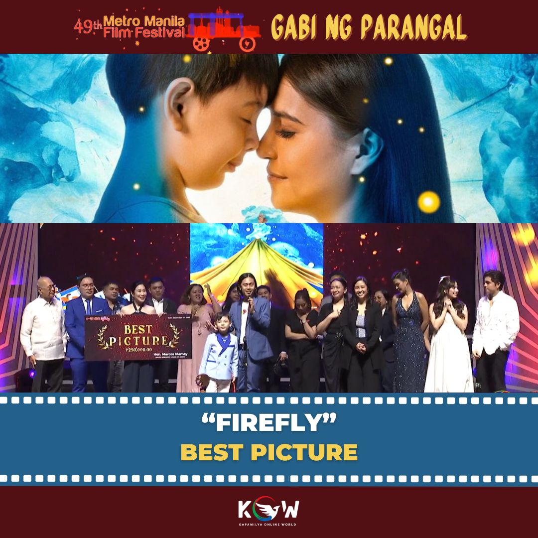kowalerts's tweet photo. #MMFF2023 BEST PICTURE AWARD - #FireflyMovie

2nd - #GomBurZaFilm 
3rd - #MallariTheMovie 
4th - #WhenIMetYouInTokyo https://t.co/UizAdCU6SH