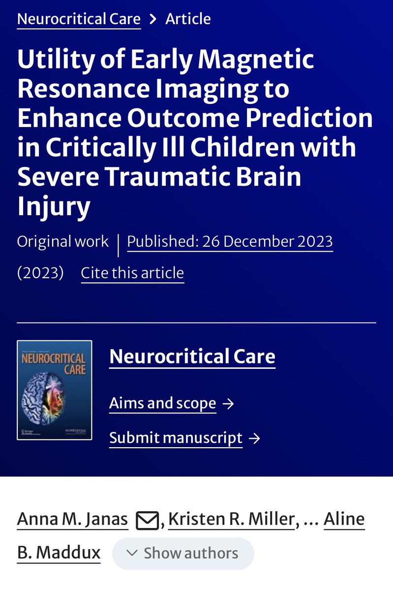 AnnaMJanas's tweet photo. Our paper on early MRI in severe TBI is out! Nice Christmas gift! https://t.co/SRNFOMhUa6

@AlineMaddux https://t.co/AAKQKB5PFl