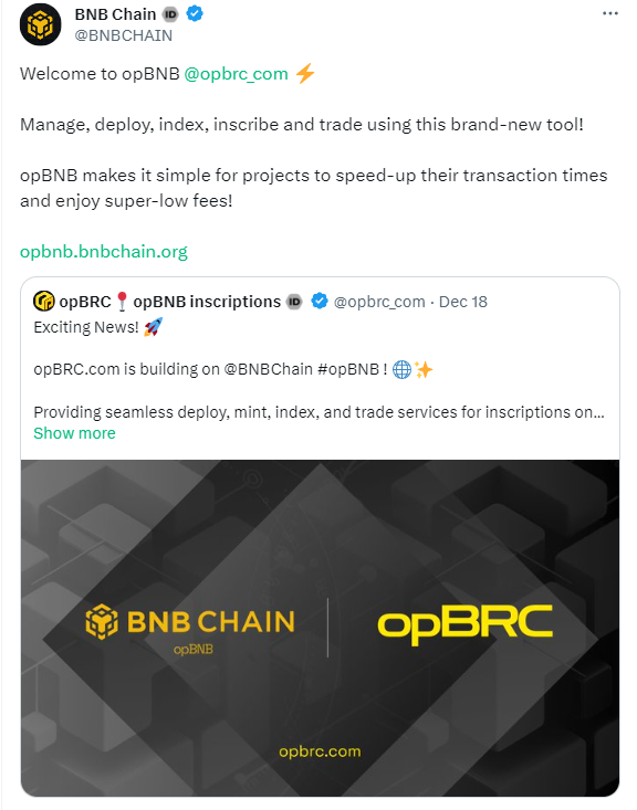 Rifat_EE's tweet photo. 📍@opbrc_com is the 1st #Inscriptions on #opBNB Network Supported by @BNBCHAIN 💸

🚀 Fair Launch

💰 Cost: 0.001$
⏲️ Mint Start: 3:00 PM (UTC) Today

🧵Learn how to mint 🔽 https://t.co/4fZigOxCoR