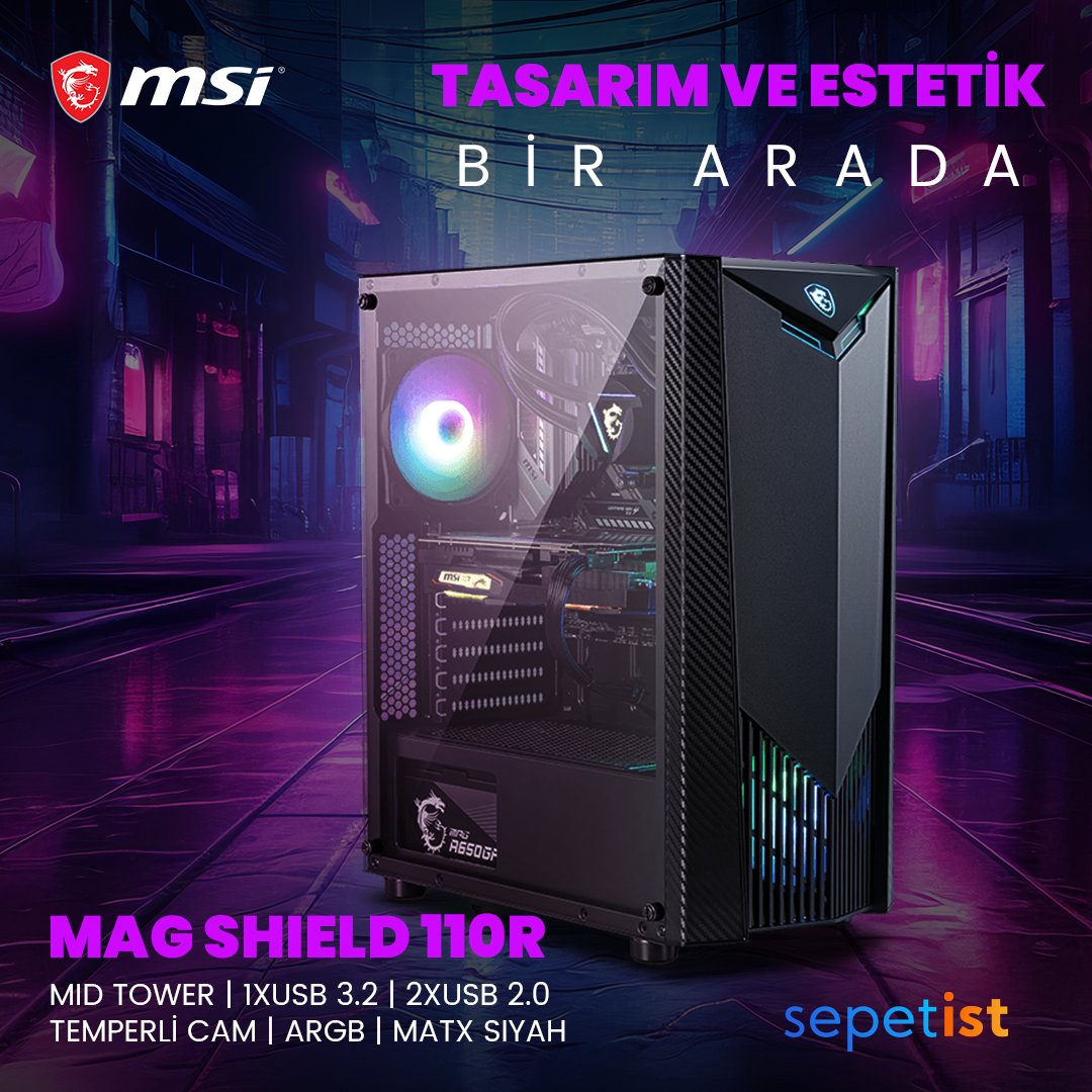 MSI MAG SHIELD 110R, yenilikçi tasarımı ve estetik detaylarıyla kullanıcılarına sadece bir bilgisayar kasası değil, aynı zamanda yeni bir tarz sunuyor.

#sepetist #kasa #bilgisayarkasası #bilgisayar #oyun #argb #rgbkasa #gamer