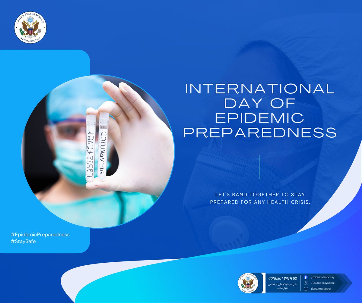 In recognition of Int'l Day of Epidemic Preparedness, we urge #Afghanistan to strengthen their investment in medical infrastructure for a healthier and safer #AFG. #Afghans deserve a country that can capably address epidemics and other emergencies. 🏥💙 t.ly/I-b8u