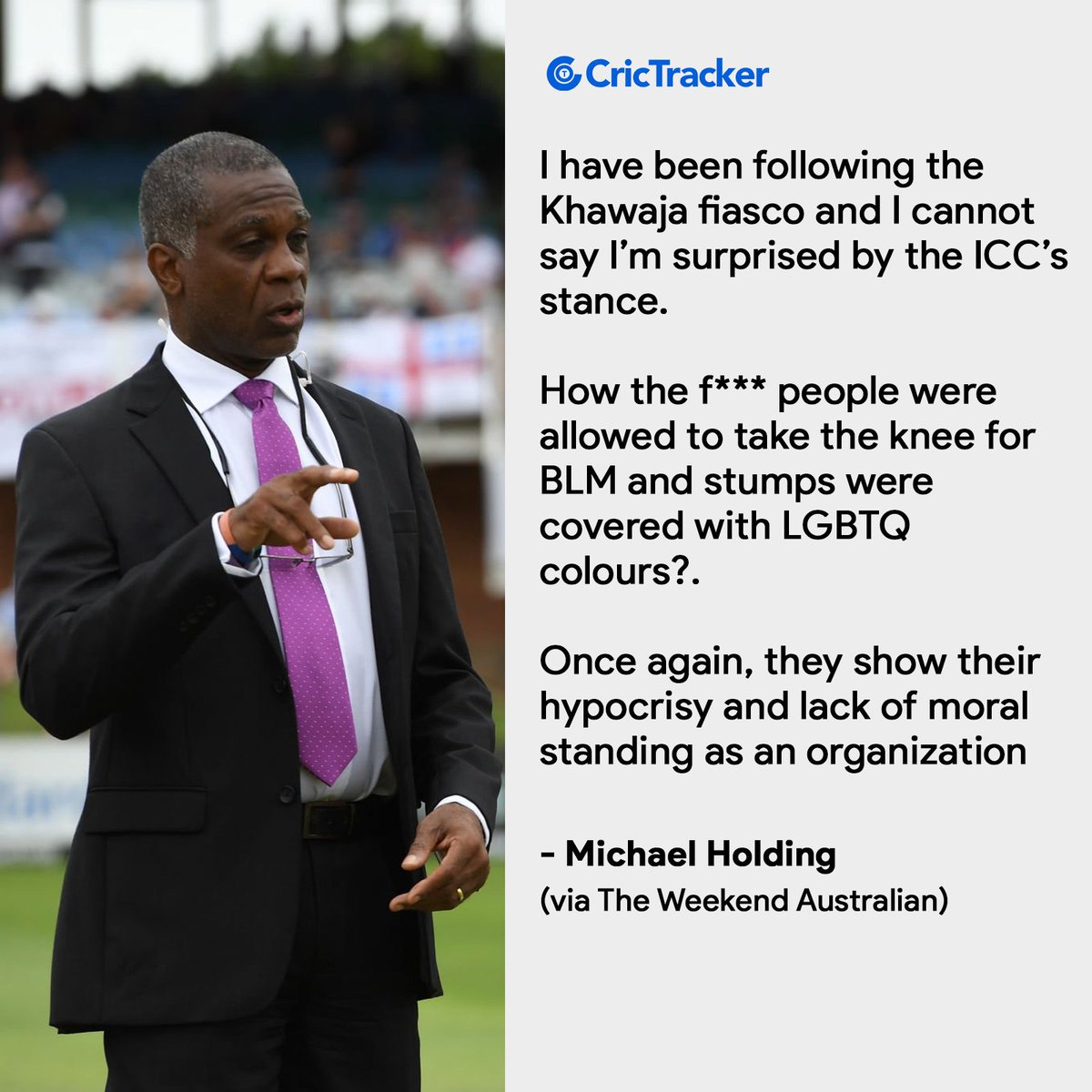 #ICC is as hypocrite as the so called  top media of the West.
Thanks #michaelholding for calling the hypocrisy openly.
Good going @Uz_Khawaja 
#Hypocrites #Hypocrisy #AUSvPAK #PAKvsAUS #CricketAustralia