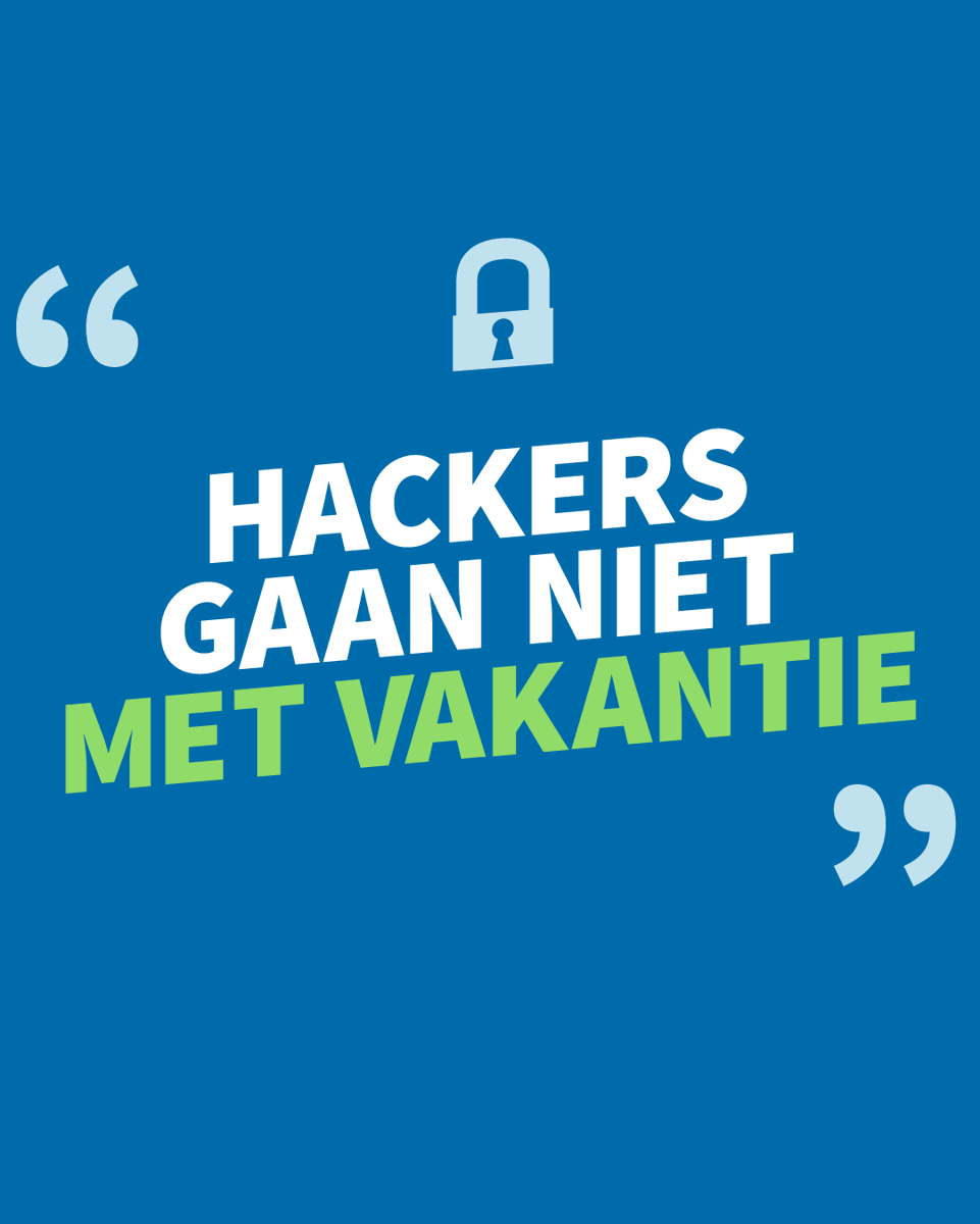 Lekker ontspannen tijdens de vakantie? Maar let op! Hackers blijven actief. Met een wachtwoordmanager heb je overzicht, rust in je hoofd en houd je hackers op afstand, ook als jij op vakantie bent. 

Volg #woensdagongehacktdag voor je wekelijkse updates over online veiligheid.💡