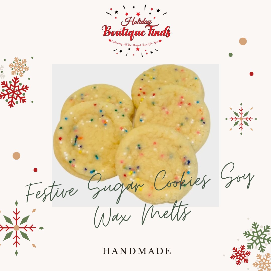 HolidayFinds's tweet photo. Indulge your senses with the delightful aroma of our handmade Sugar Cookies Soy Wax Melts. 

Step into the enchantment of the season and discover festive treasures on our website:https://t.co/3ahRnXEIjI. ✨🎄

#HolidayBoutiqueFinds https://t.co/o5dYi6vyog