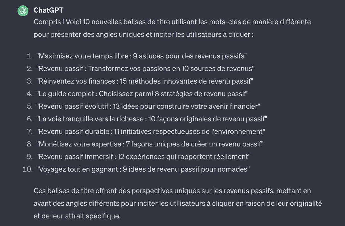 Comment obtenir le méta-titre ultime pour votre SEO ? 😎 

J'ai découvert une méthode rapide permettant de créer la balise titre SEO parfaite. Un titre intriguant avec un angle différent pour se démarquer.

Et j'ai eu envie de vous la partager en cette période de Noël.

Thread 🧵