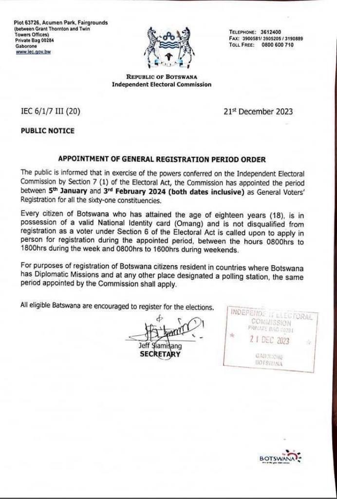 General Voter’s Registration Period