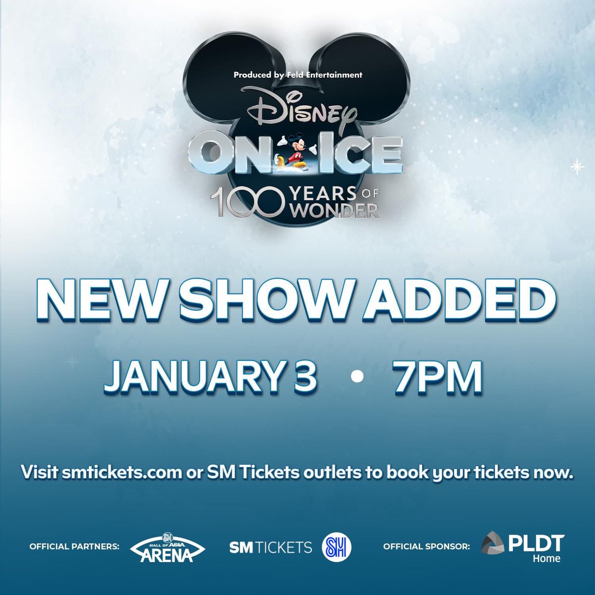 Last chance to experience the magic of #DisneyOnIce2023AtMOAArena! ❄️ Disney On Ice presents 100 Years of Wonder has added a NEW show on January 3 at 7PM to take more families on a fantastic adventure! Visit smtickets.com/landing/disney… and any SM Tickets outlet nationwide! 🎄🎅🏻