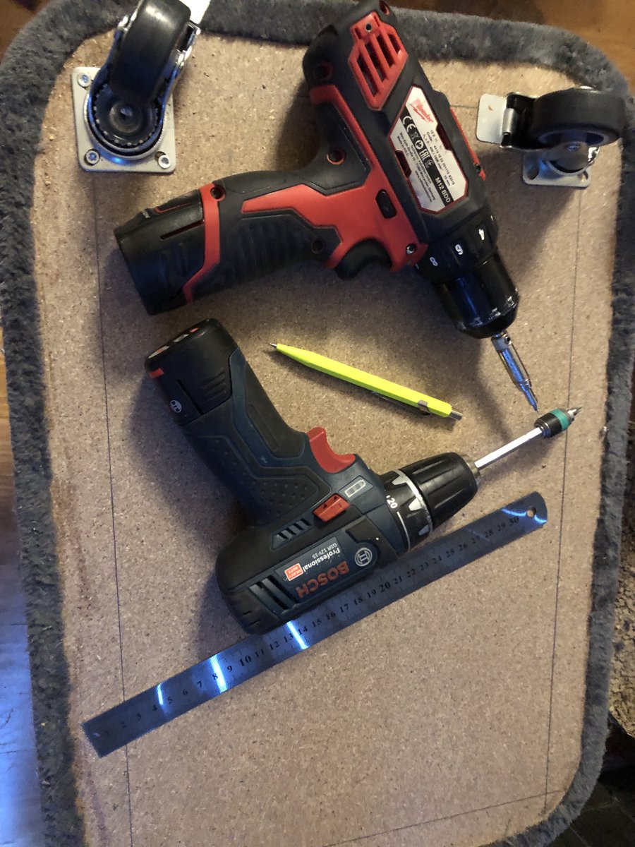 Up cycling a worn out scratching post.
4 Castors and the base, to use for rolling things around in the workshop.