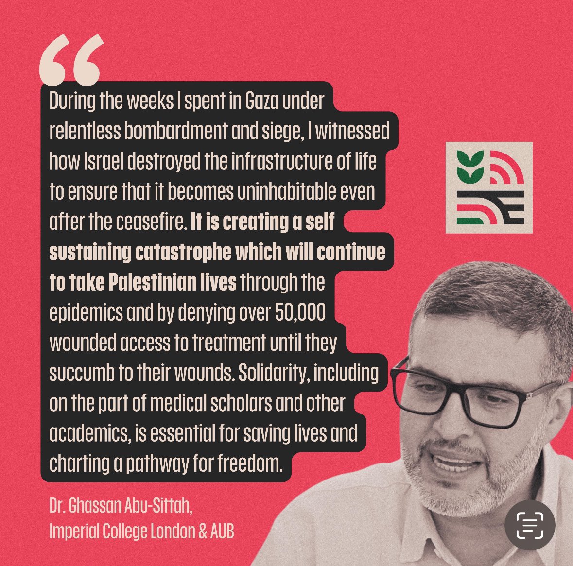 Scholars have an urgent responsibility to speak up as we witness a genocide in #Gaza. The courageous @GhassanAbuSitt1 calls on medical scholars & academics around the world for solidarity on the pathway to freedom. Sign @sawp ceasefire petition now scholarsagainstwar.org/statement/holi…