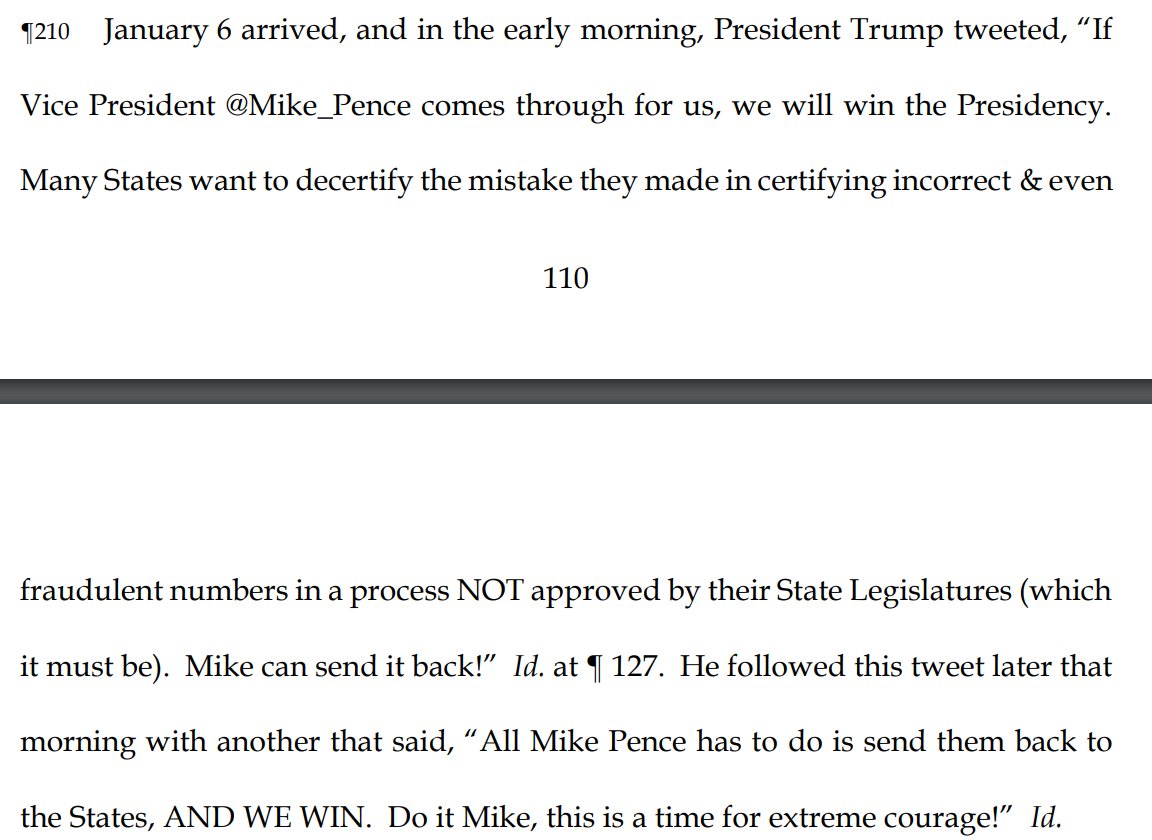 What if, in the runup to 1/6, Trump had explicitly told his supporters to descend on the Capitol to stop the VP and Congress from certifying the transfer of power *by any means necessary*? Well, here’s what he did do: 2/