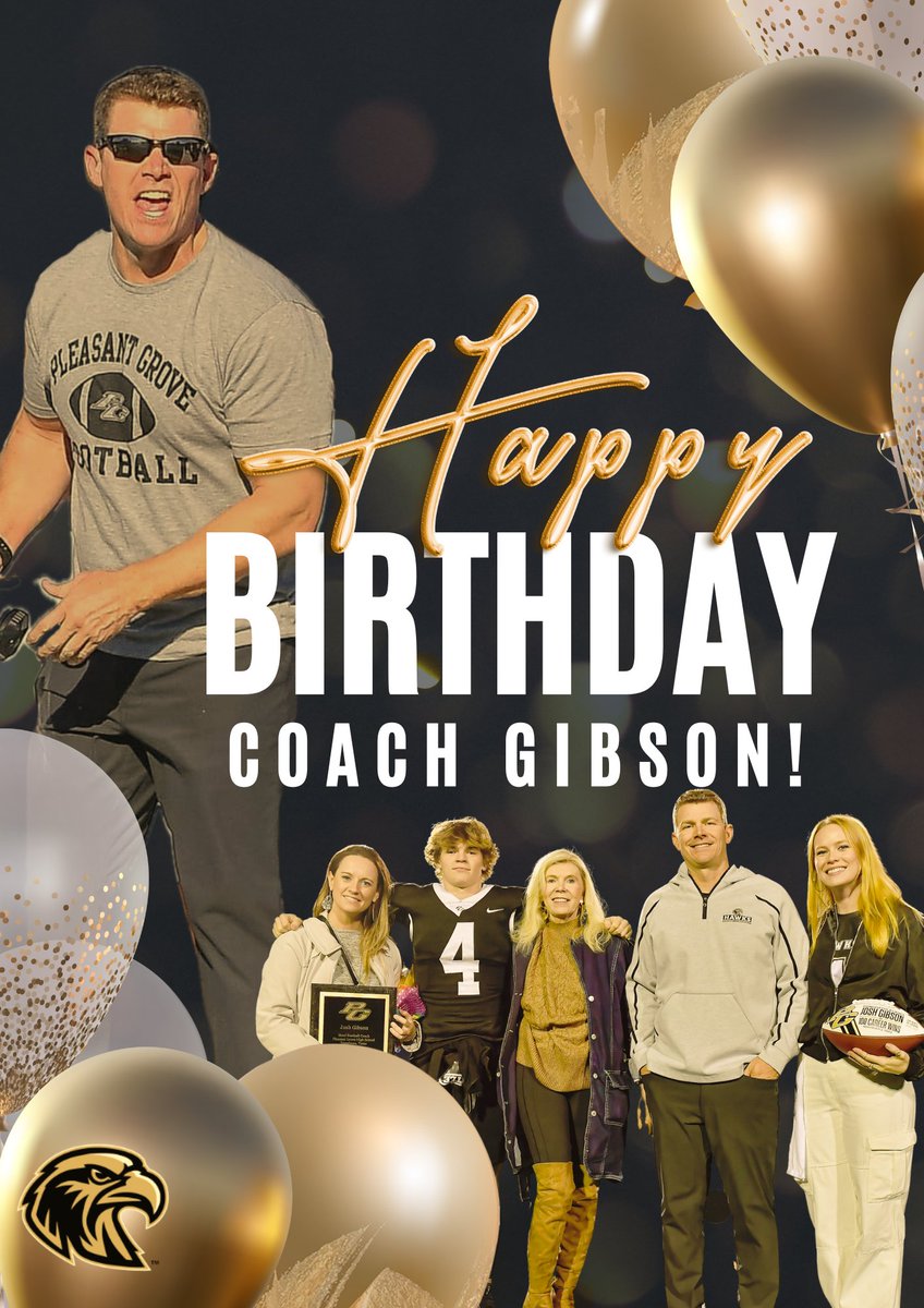HAPPY BIRTHDAY, @joshgibson_pg!!🎂🎉 We have the best leader in the STATE and are so thankful for all he does for our football team and athletic program at Pleasant Grove! Have a great day, Coach!