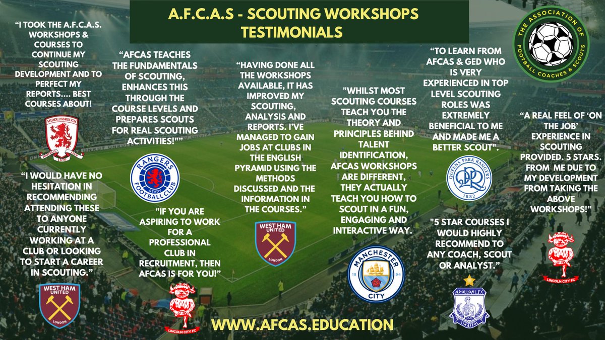 AfcasFootball's tweet photo. AFCAS - the association of football coaches &amp; scouts. Recommended by experienced and new scouts and coaches. X-mas special offer on our e-learning football fundamentals and talent iD course https://t.co/5bBaVRHCW2 https://t.co/5wMGWV3L4D