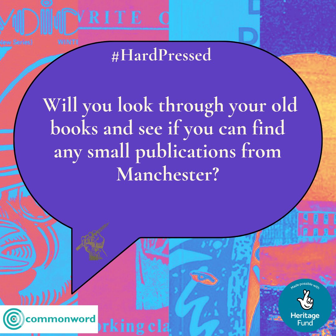 cultureword's tweet photo. We need your help! 🧐 📰
The #HardPressed project is delving into the hidden history of Manchester’s radical independent publishers from between 1970-2010. Do you have any printed publications (books, pamphlets etc) from this time?
Get in touch: heena@cultureword.org.uk https://t.co/sJsVJ1P97z